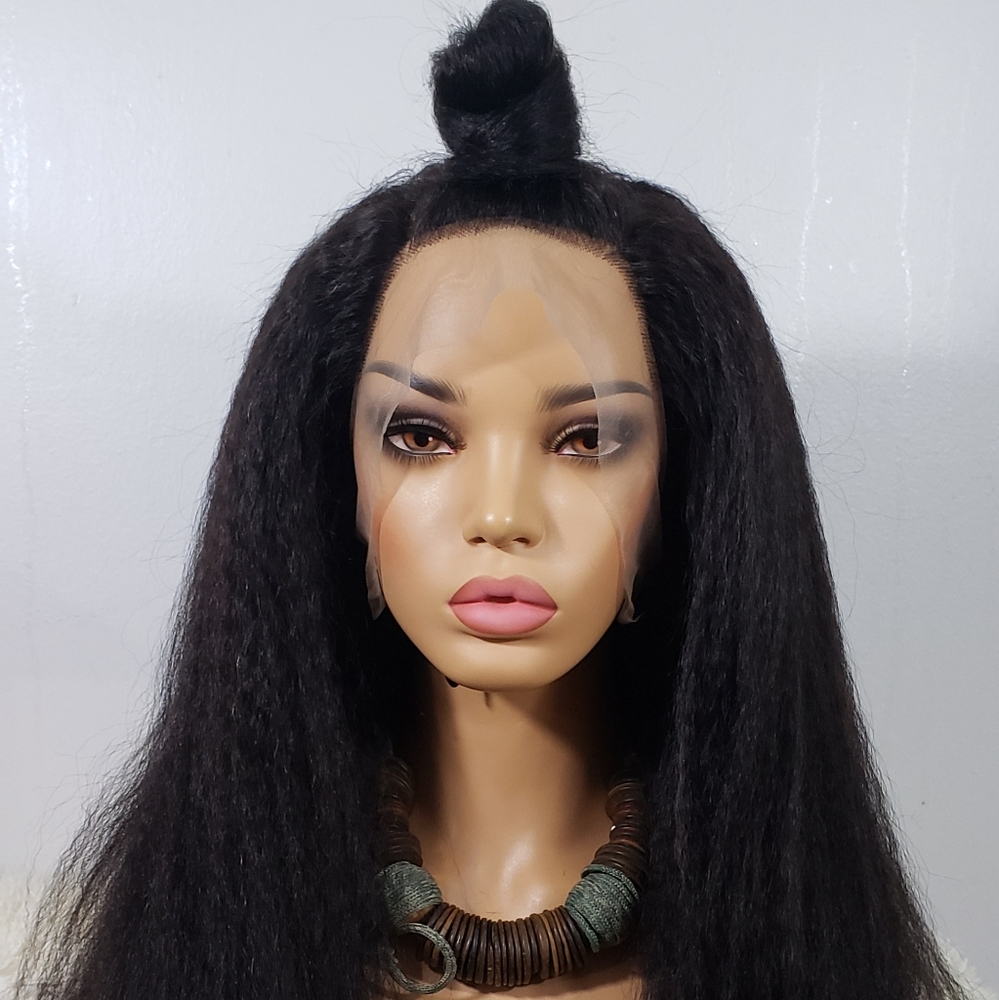 Custom made kinkystraight frontal lace wig